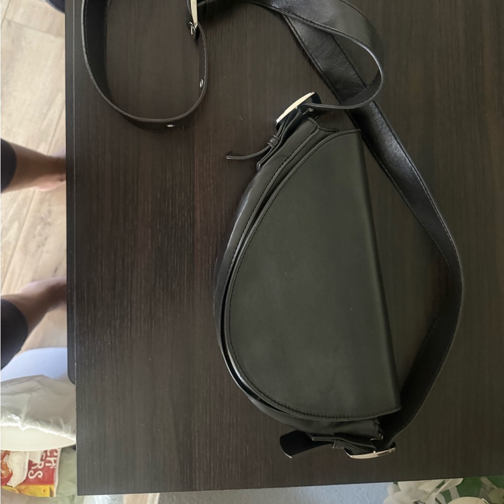 Madison West Black Leather Cross Body Bag